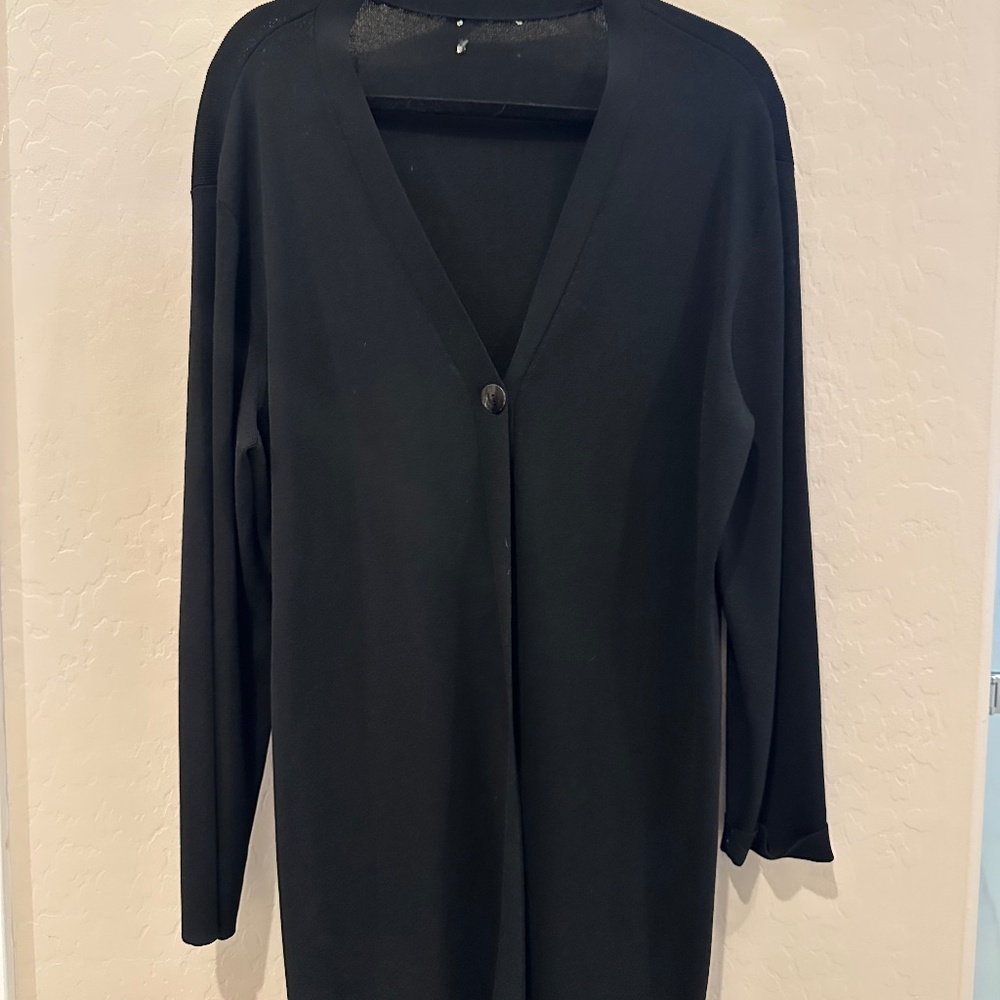 Chico’s (?) long nylon sweater cardigan